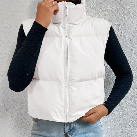 Outfits Zip Up Puffer Vest Coat